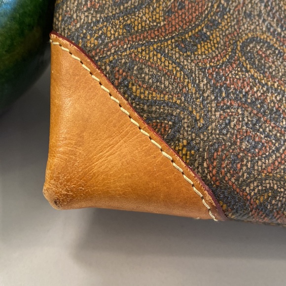 Carlo Rino - Paisley Print Large Leather Clutch, Brown Leather Accents - EUC - Picture 8 of 16